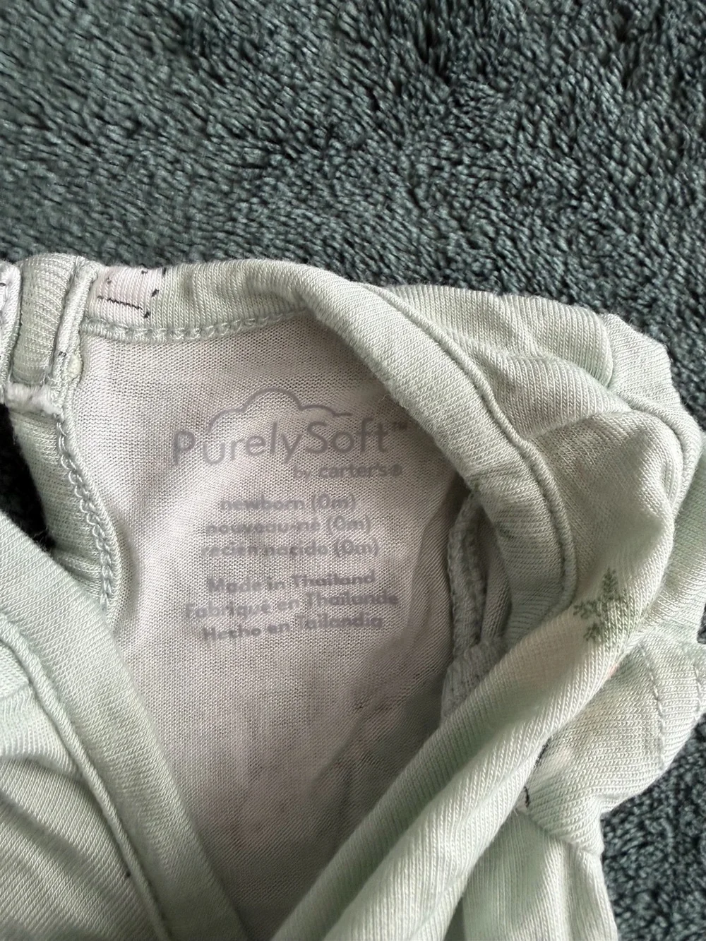 Carter's Light Mint Green Baby One-Piece with Bunny & Carrot Print